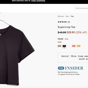 ISO Madewell Supercrop Tee size small